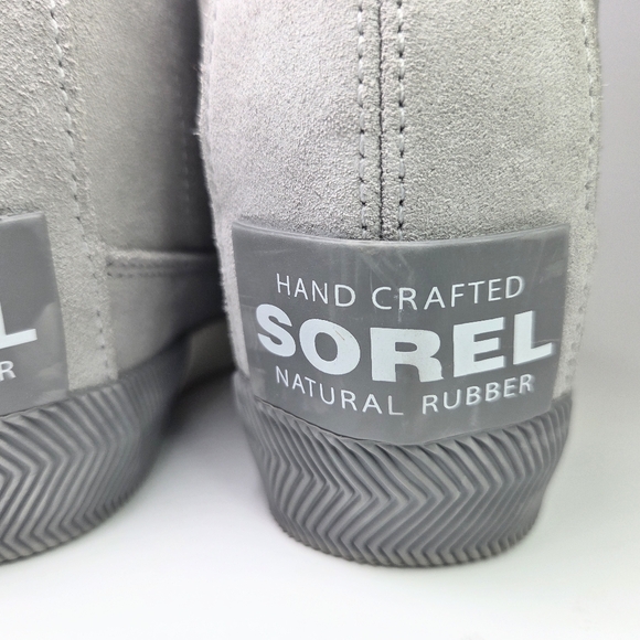 SOREL Out N About Dove Gray Waterproof Suede Wedge Sneaker Bootie W 7 - Picture 7 of 16